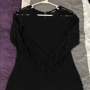Express Black Lace Long Sleeve Top
